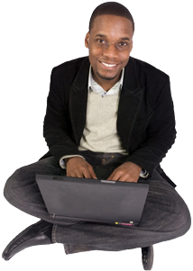 teacher with computer