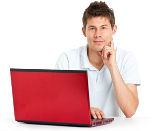 teacher with computer